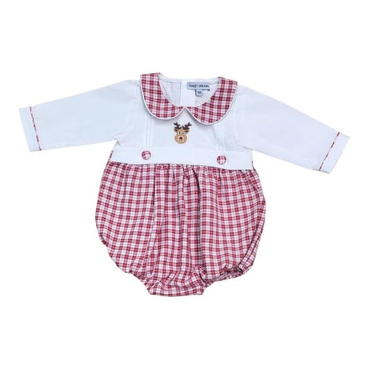 Rudolph Emb Boy Plaid Bubble