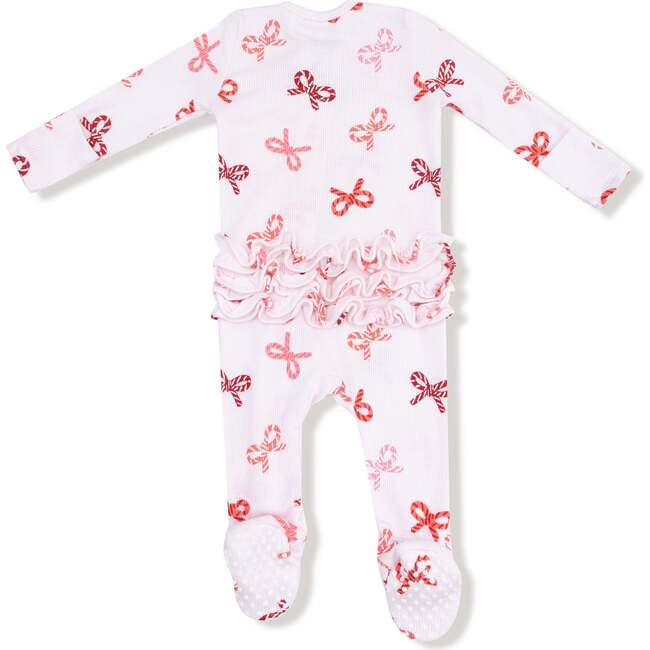 Candy Cane Bows Zipper Footie