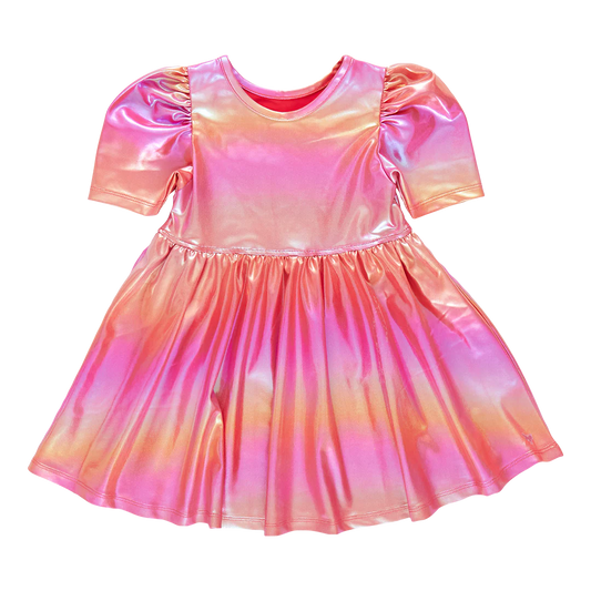 Lame Laurie Dress- Rainbow Pink