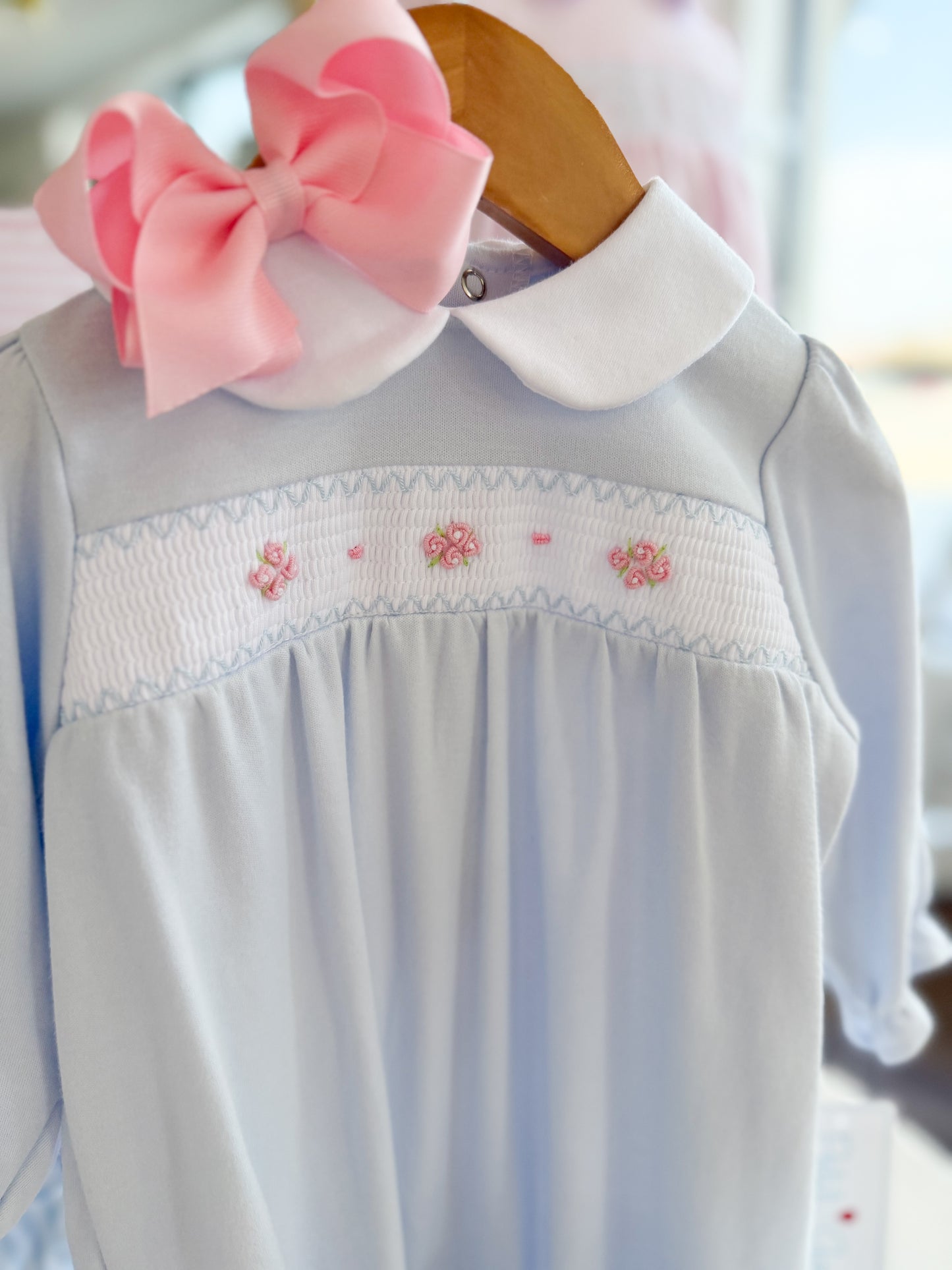 Blue Floral Smocked Longall