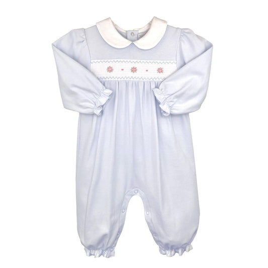 Blue Floral Smocked Longall