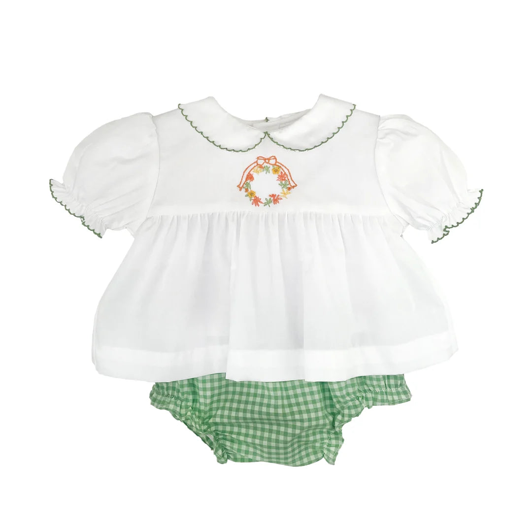 Fall Wreath Emb. Diaper Set