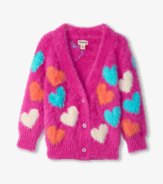 Jumbo Hearts Boucle Cardigan