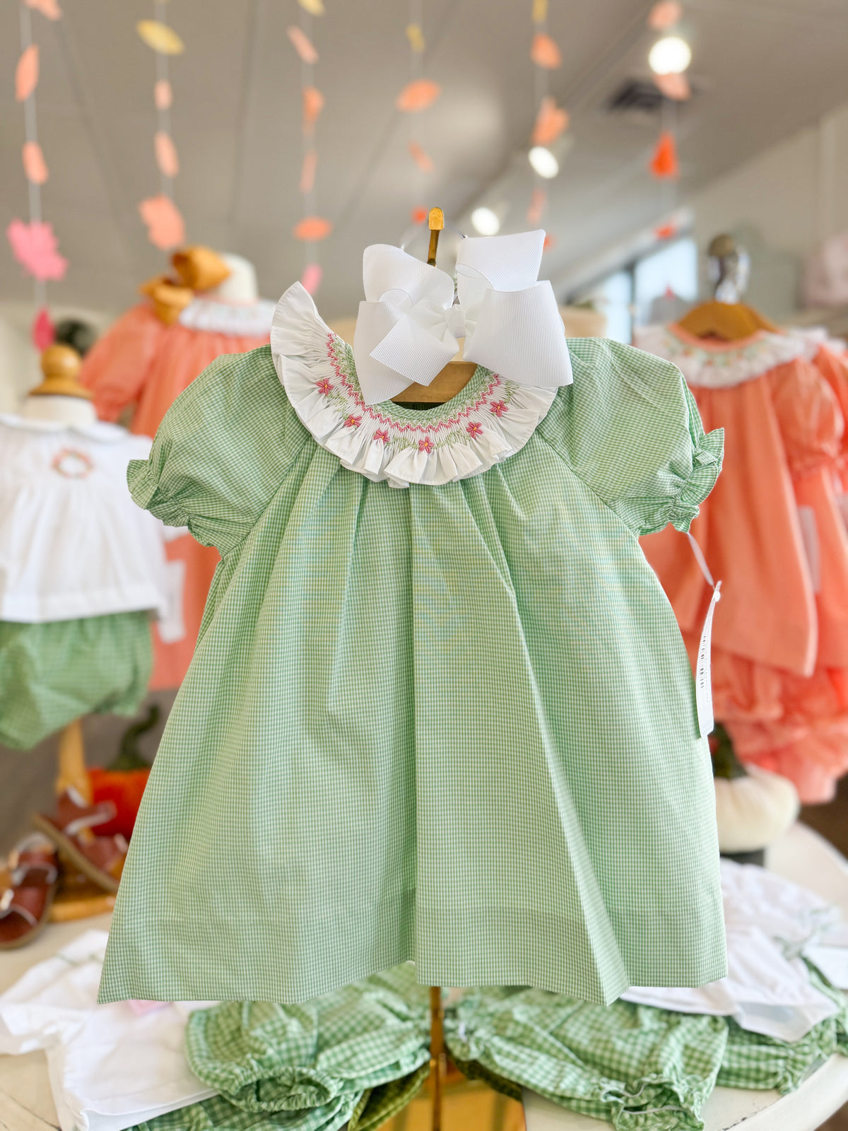 Green Smocked Dress Set
