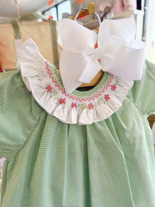 Green Smocked Dress Set