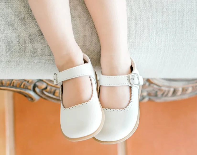 Chloe Scalloped Mary Jane-White