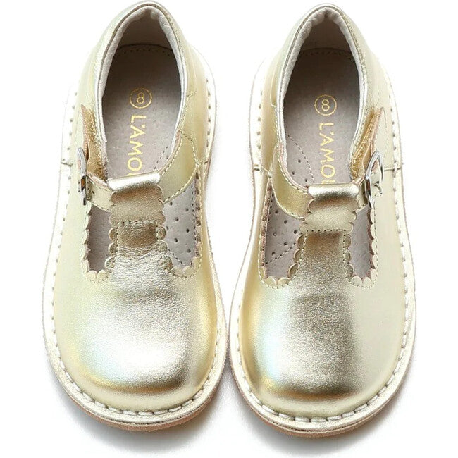 Selina Scalloped T-Strap MJ-Gold