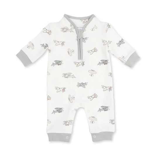 Vintage Airplane Pilots Zip Romper