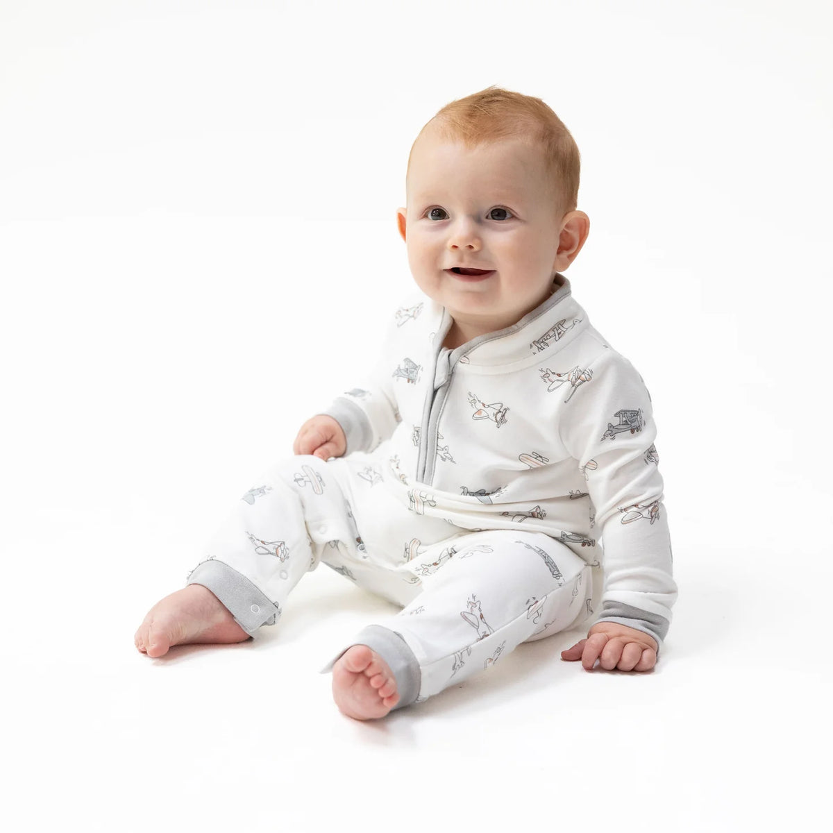 Vintage Airplane Pilots Zip Romper