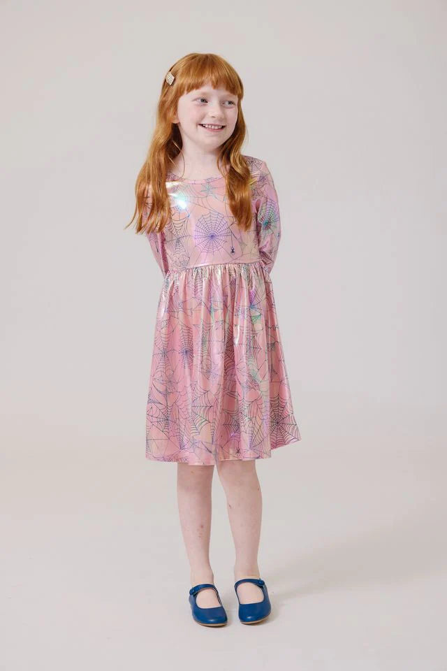 Lame Steph Dress- Pink Spider Web