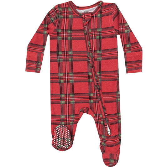 Vintage Holiday Plaid- 2 Way Zipper Footie