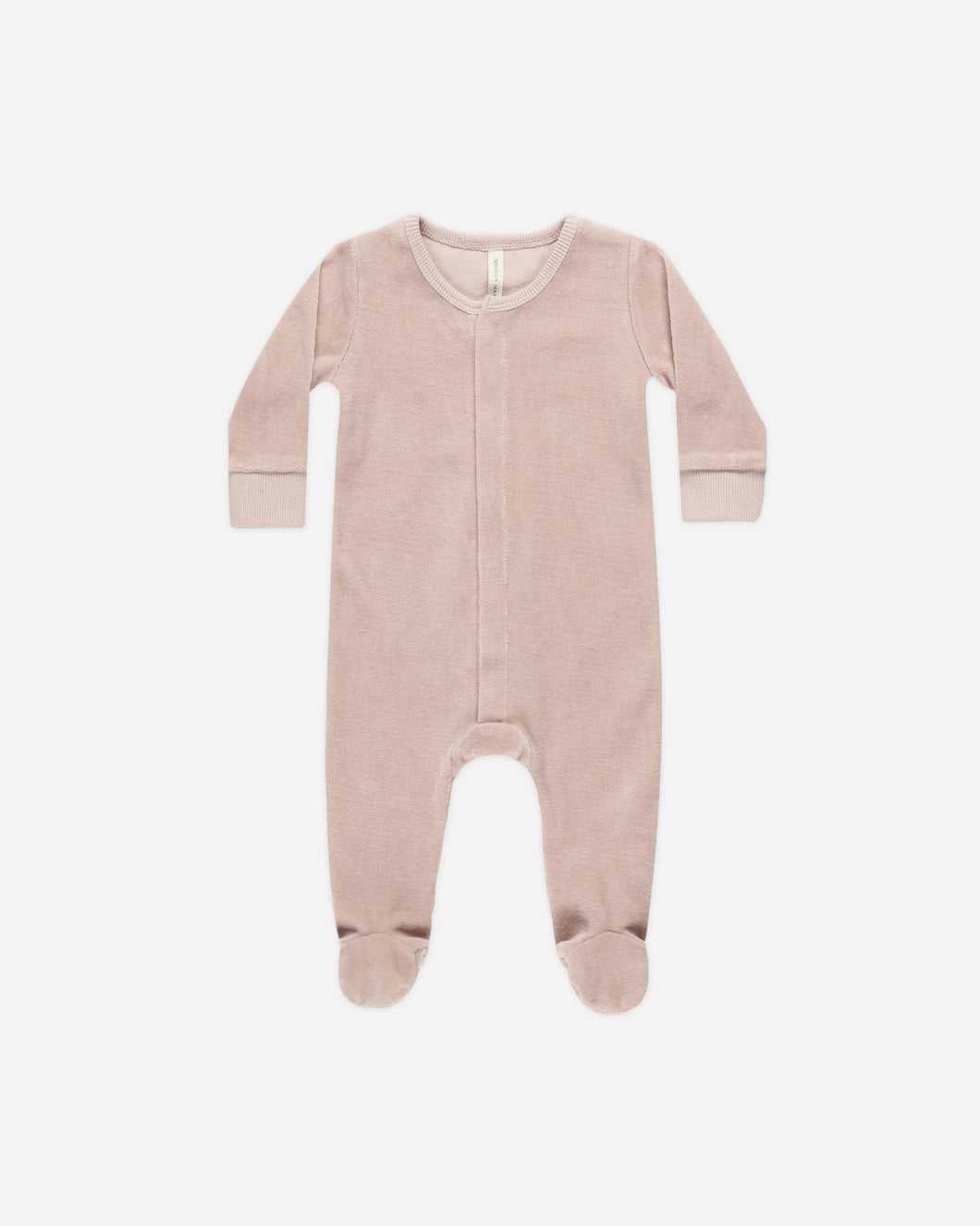 Velour Hidden Snap Footie- Blush