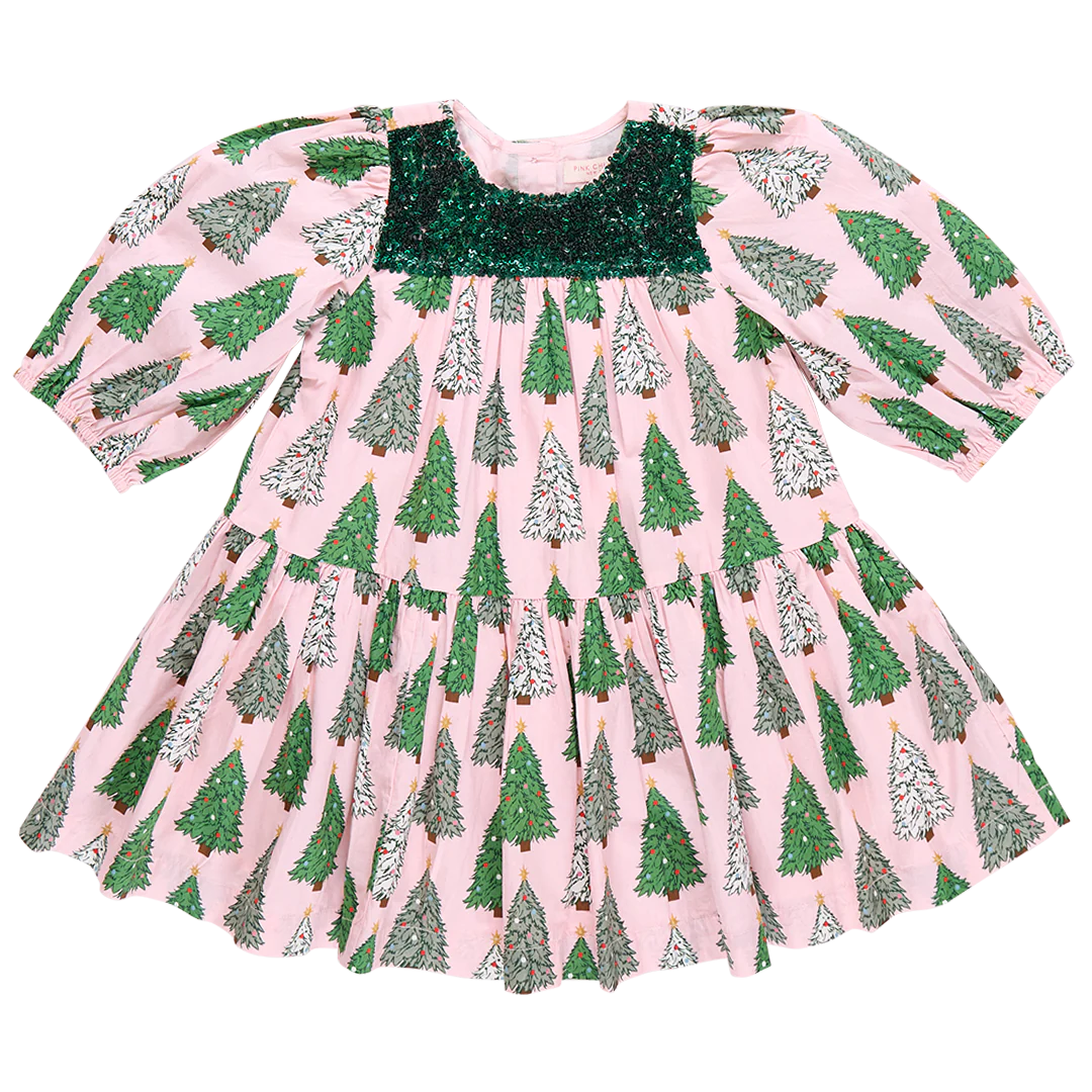 Fiona Dress- Pink Trees