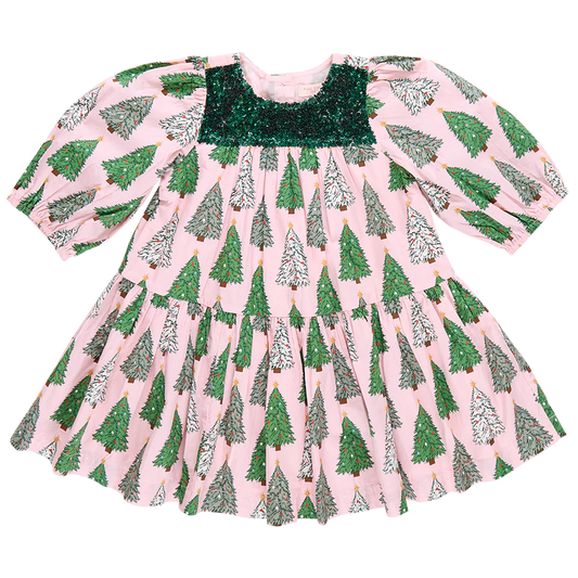 Fiona Dress- Pink Trees