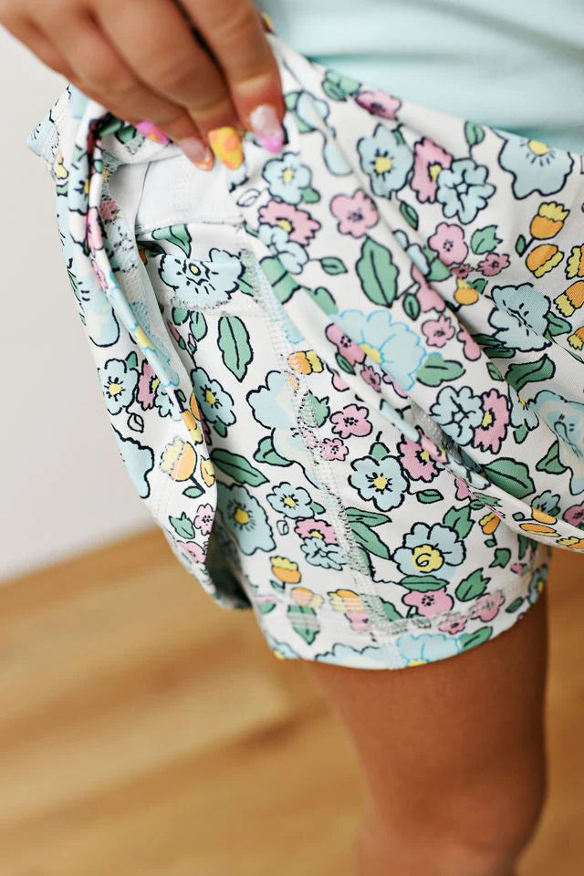 Aqua Bloom Tennis Skirt