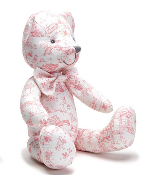 Toile Stuffed Teddy Bear Pink