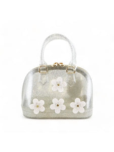 Silver Floral Jelly Bowling Bag