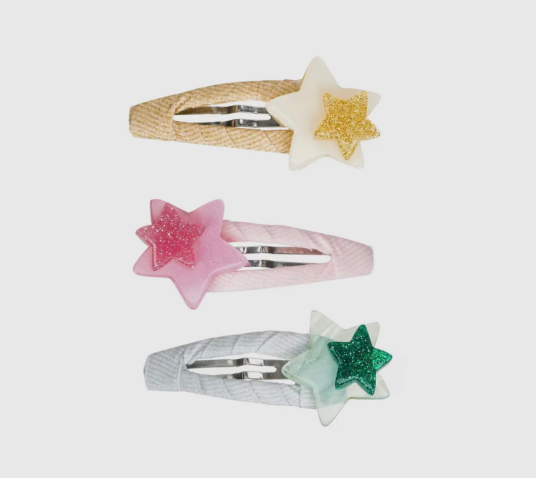 Stars Double Mint, Pink and Gold Snap Clips