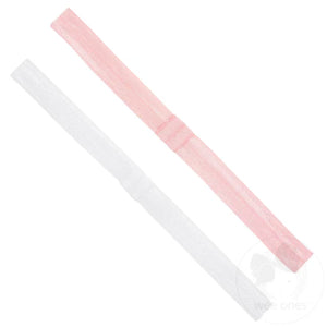 Elastic Bow Babybands-Pink/White