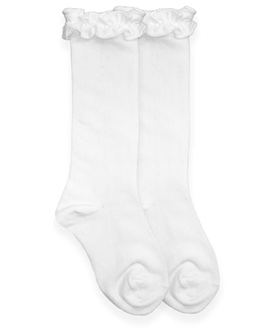 White Ruffle Top Knee High Socks
