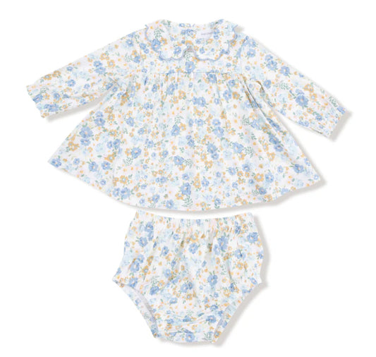 Sweet Rose Calico- LS Petal Collar Dress