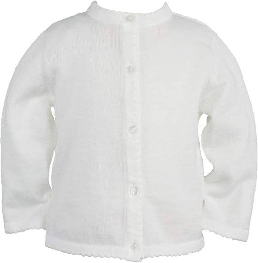 Scallop Edge Cardigan- White