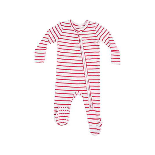 Stripe Vintage Red 2 Way Zipper Footie