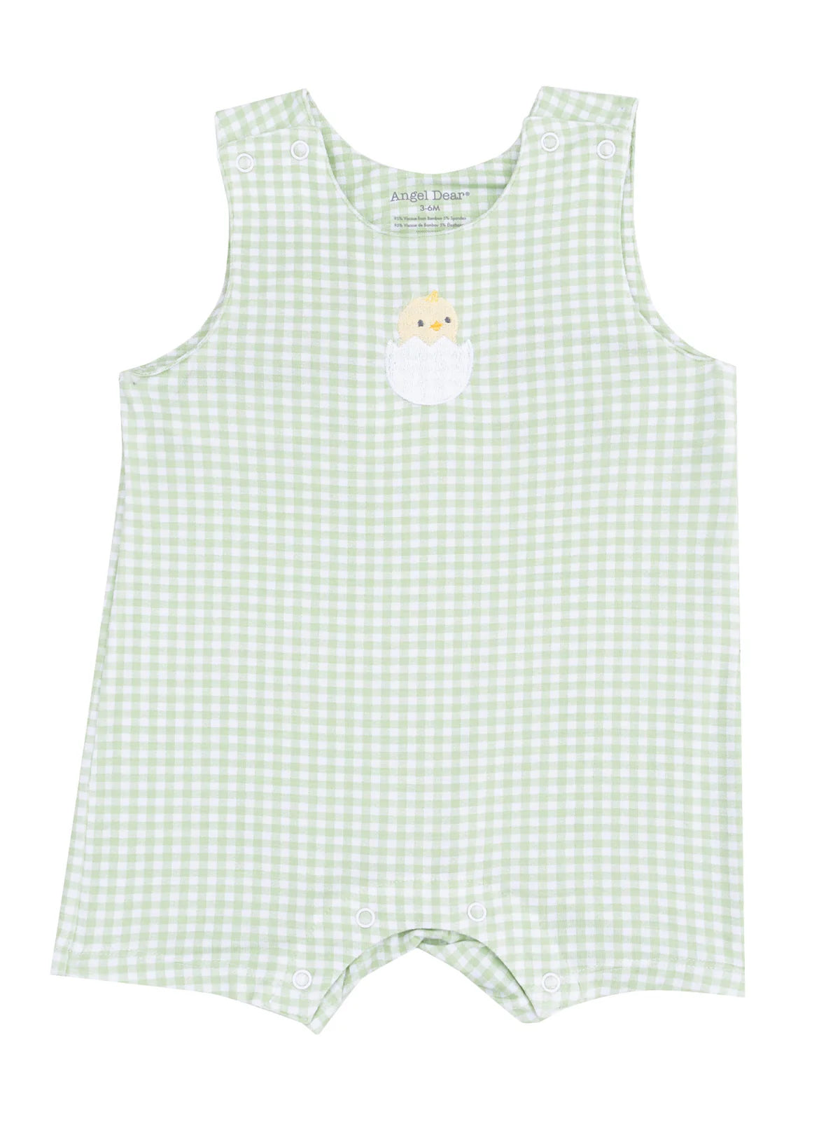 Mini Gingham Green Easter Sleeveless Romper w/ Applique