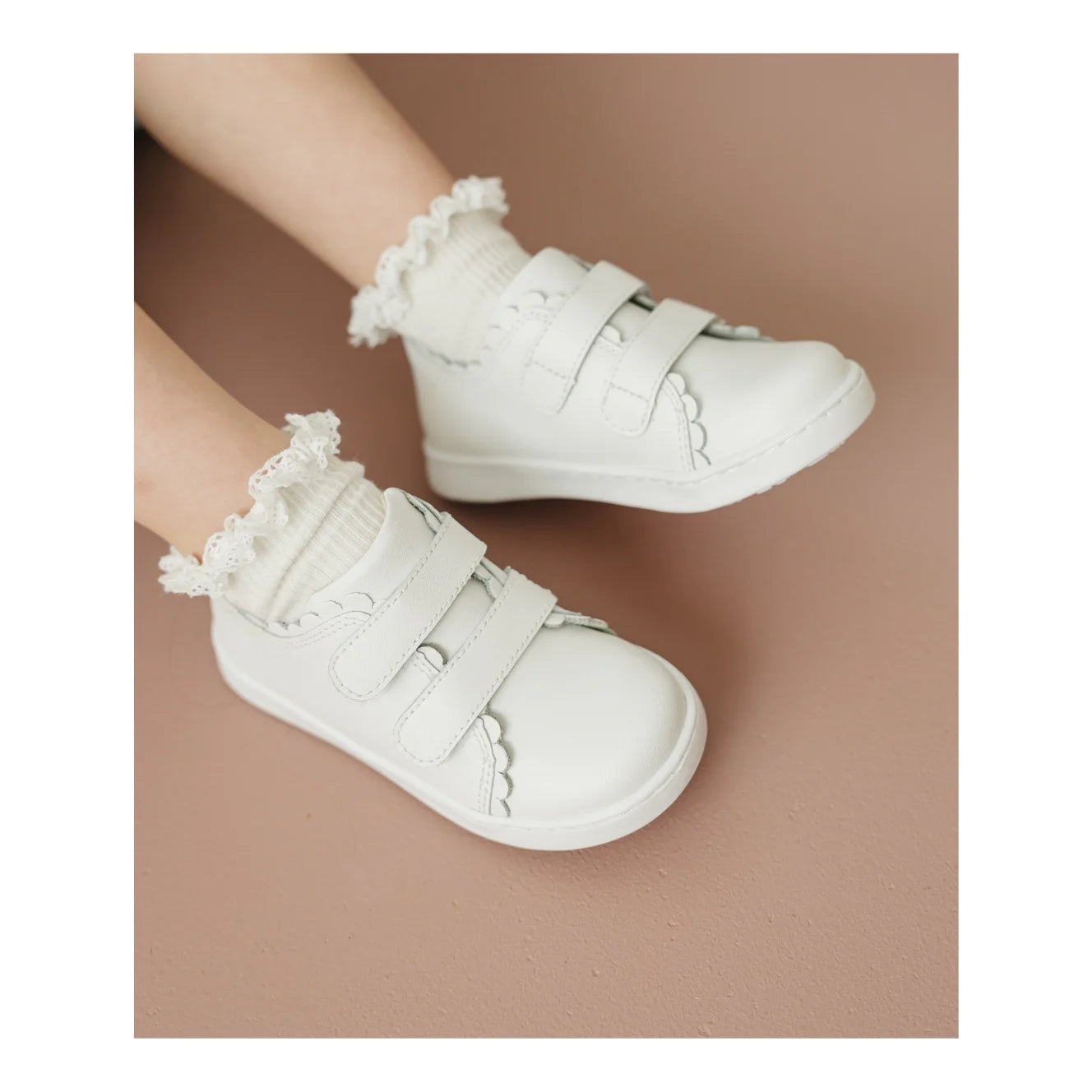 Caroline Scalloped Sneaker- White