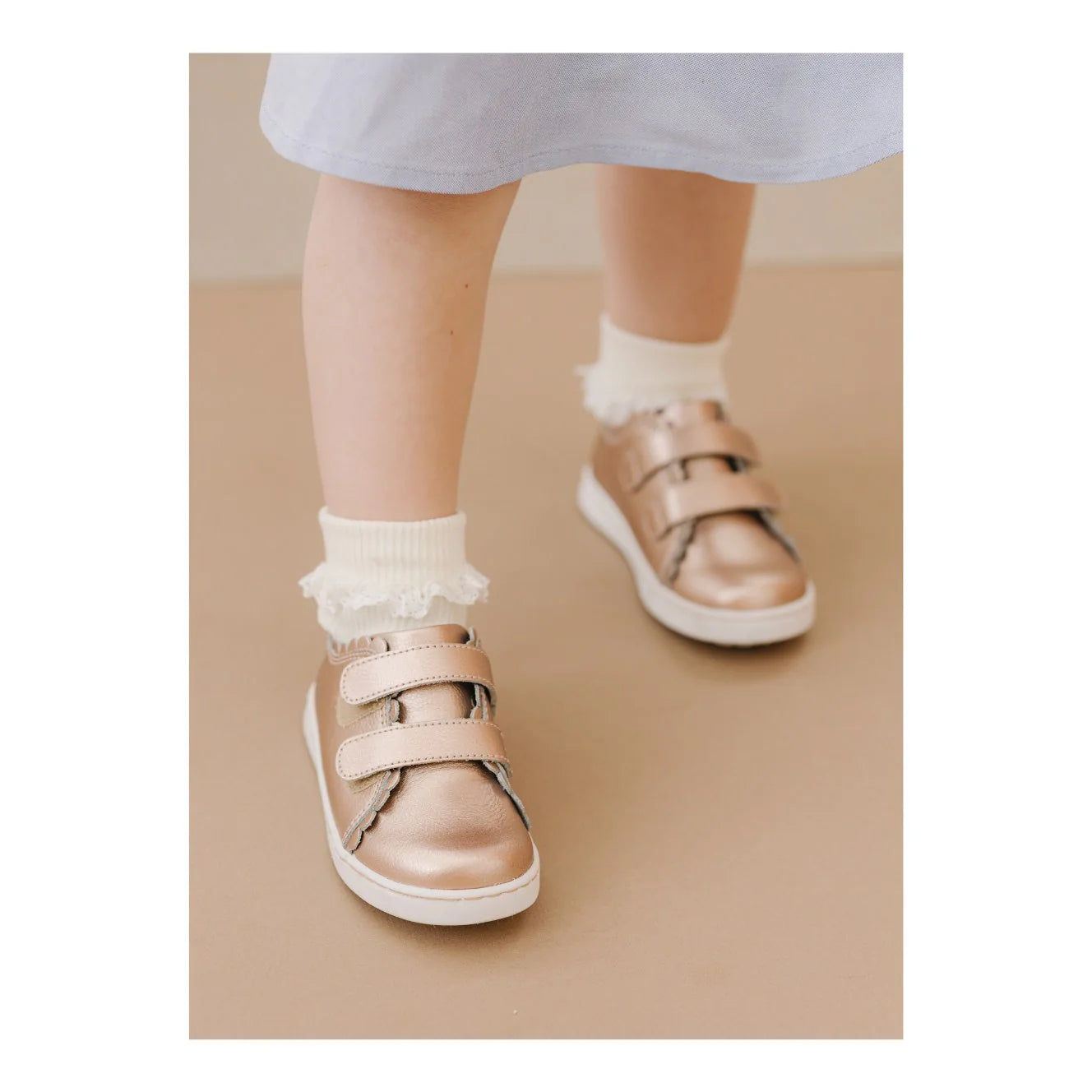 Caroline Scalloped Sneaker- Rosegold