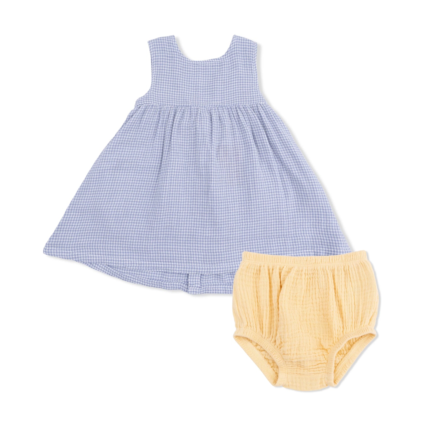 Micro Gingham Blue Blizzard- Infant Dress & Bloomer