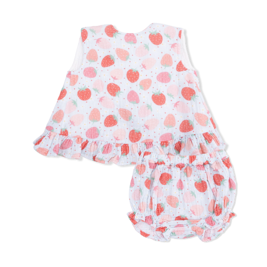 Strawberry Bliss- Ruffle Back Top & Bloomer