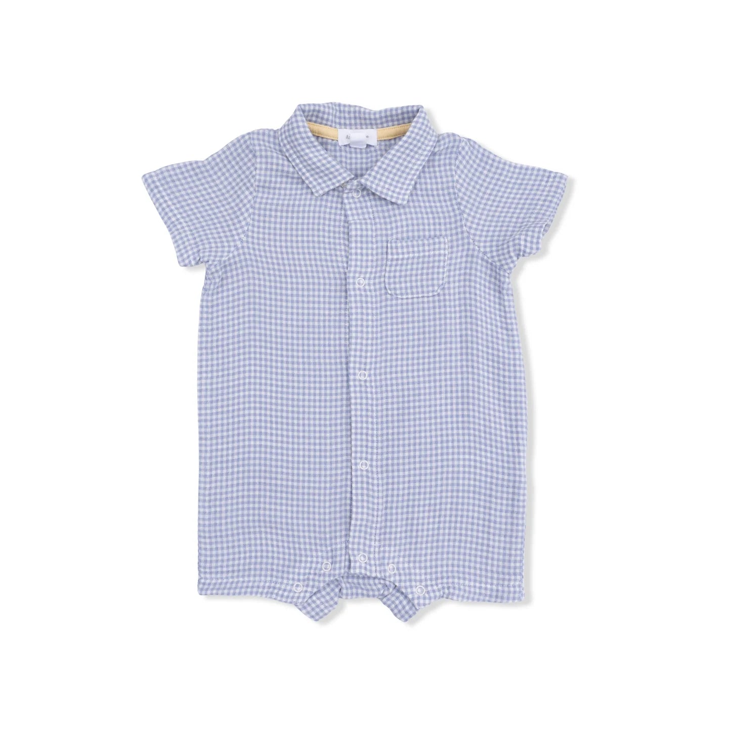 Micro Gingham Blue Blizzard- Polo Shortie
