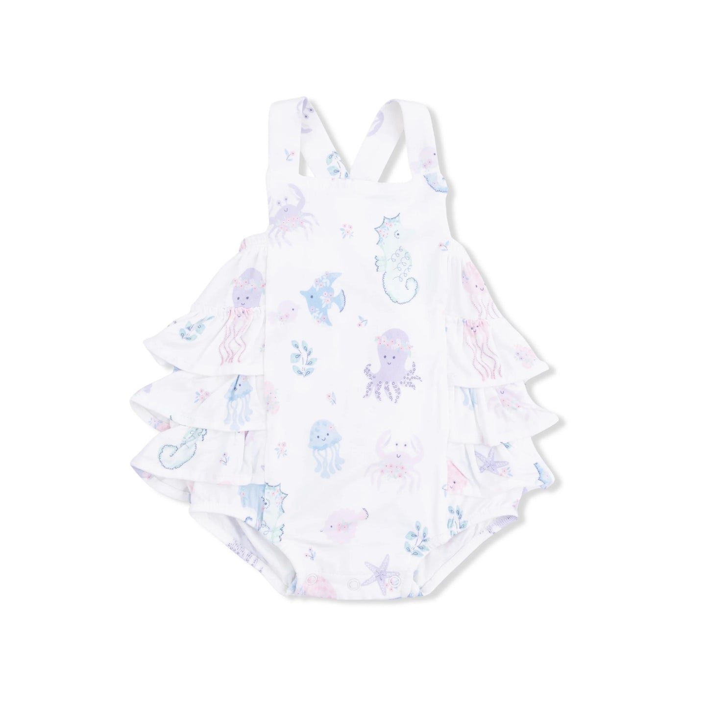 Floral Sea Creatures- Ruffle Sunsuit