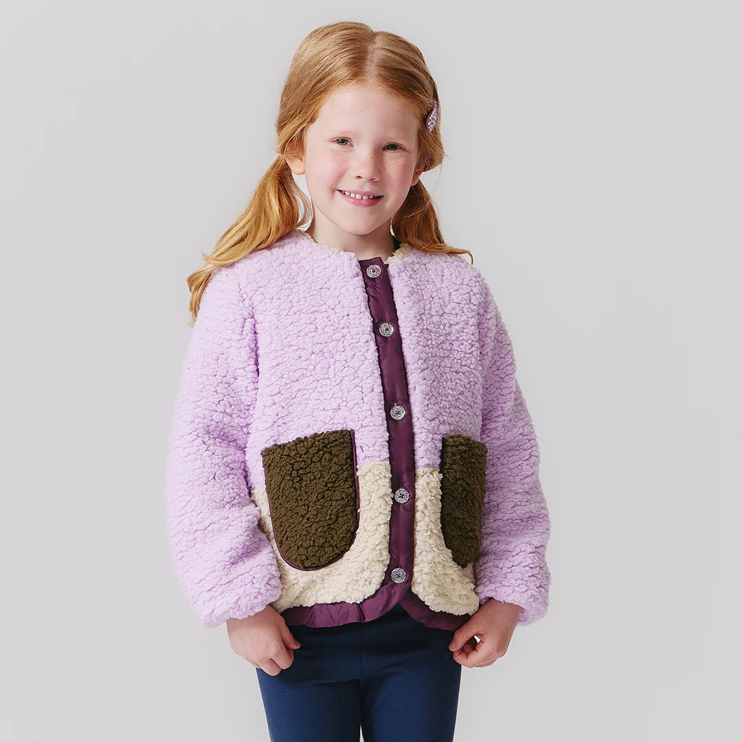 Ruth Sherpa Jacket- Lavender Color Block