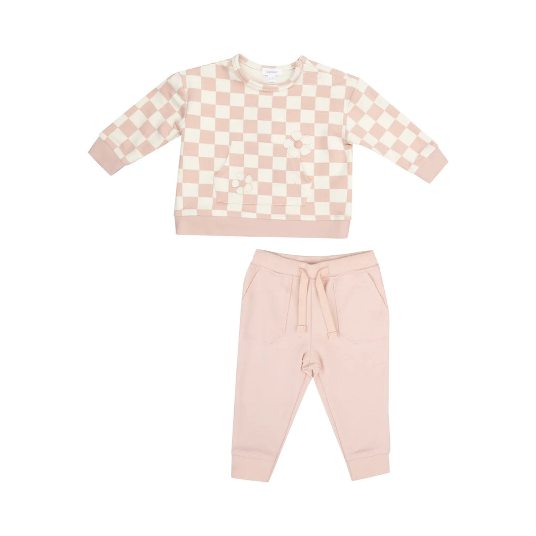 French Terry Checkerboard w/ Daisy Patch Set