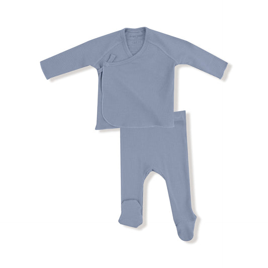 Blue Blizzard- 2 Piece Kimono Footed Pant Set