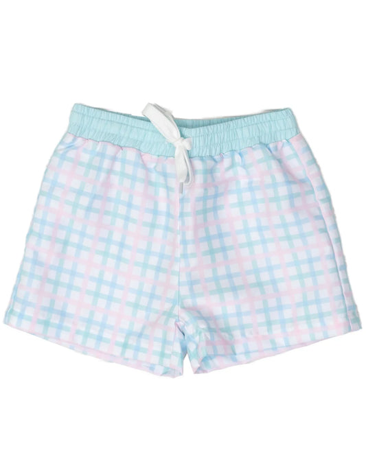 Pastel Plaid Swim Trunks