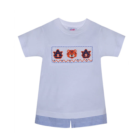 Auburn Tigers Smocked Boy Short Set