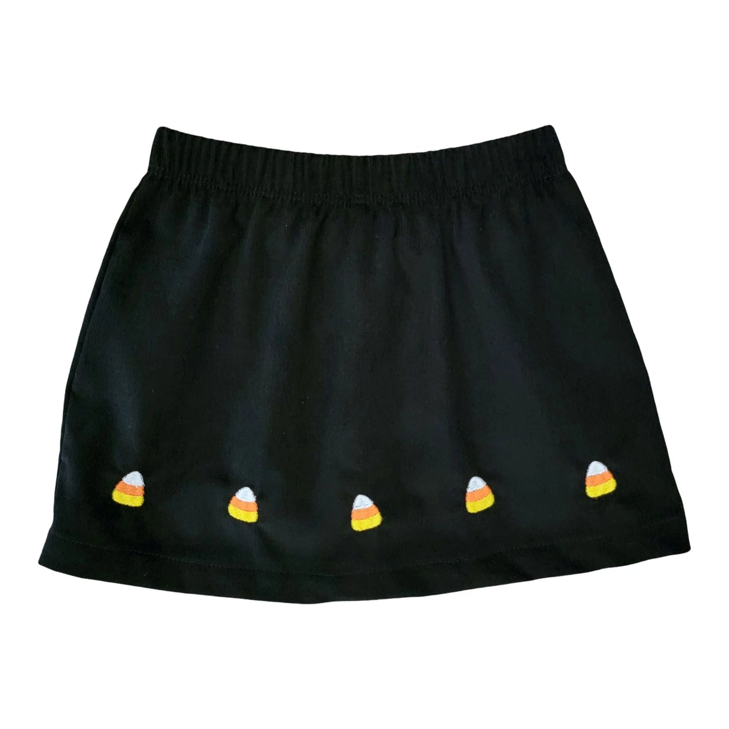 Black Cord Skirt Emb. Candy Corn