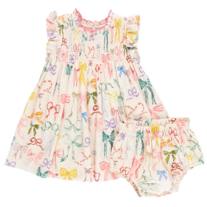 Baby Girl Stevie Dress Set Watercolor Bows