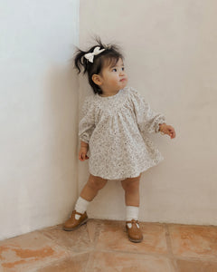 V Smocked Dress- Winter Floral