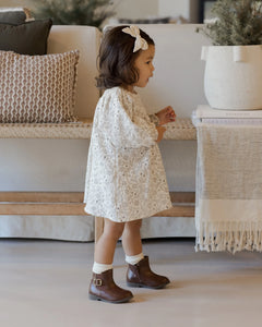 V Smocked Dress- Winter Floral