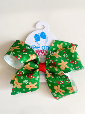 Weeones Gingerbread Print Bow