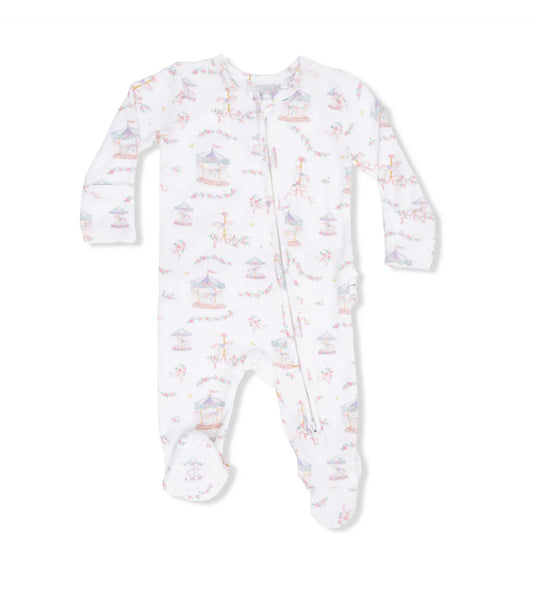 Carousel w/ Bows-2 way Ruffle Footie