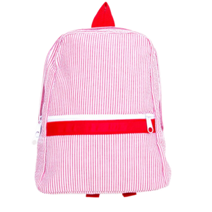 Mint Red Seersucker Backpack