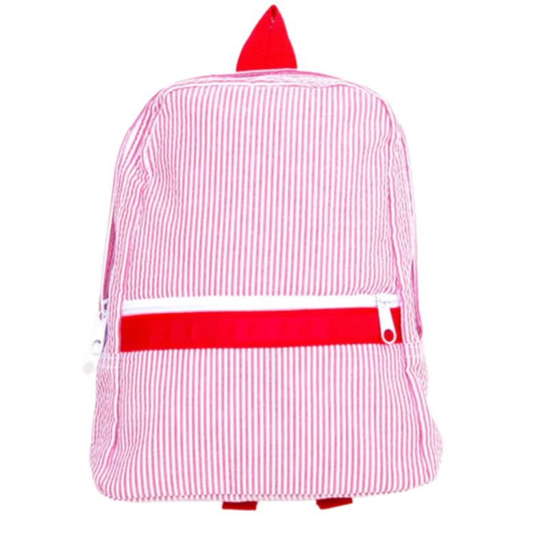 Mint Red Seersucker Backpack