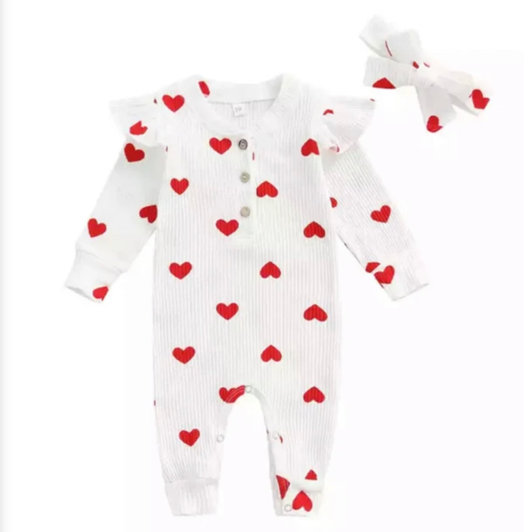 Tiny Red Hearts Romper