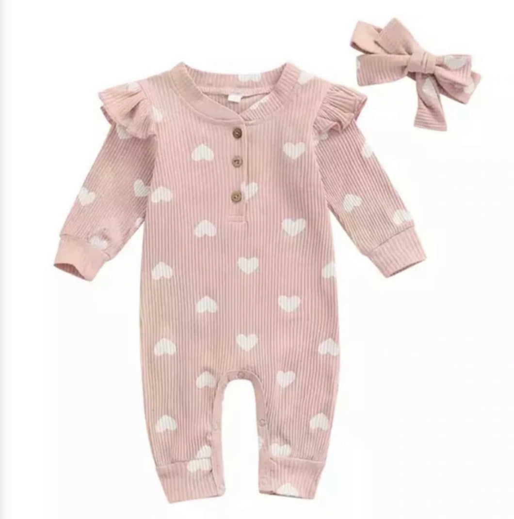 Tiny Pink Hearts Romper