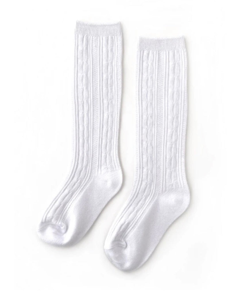 LSC White Cable Knit Knee High Socks